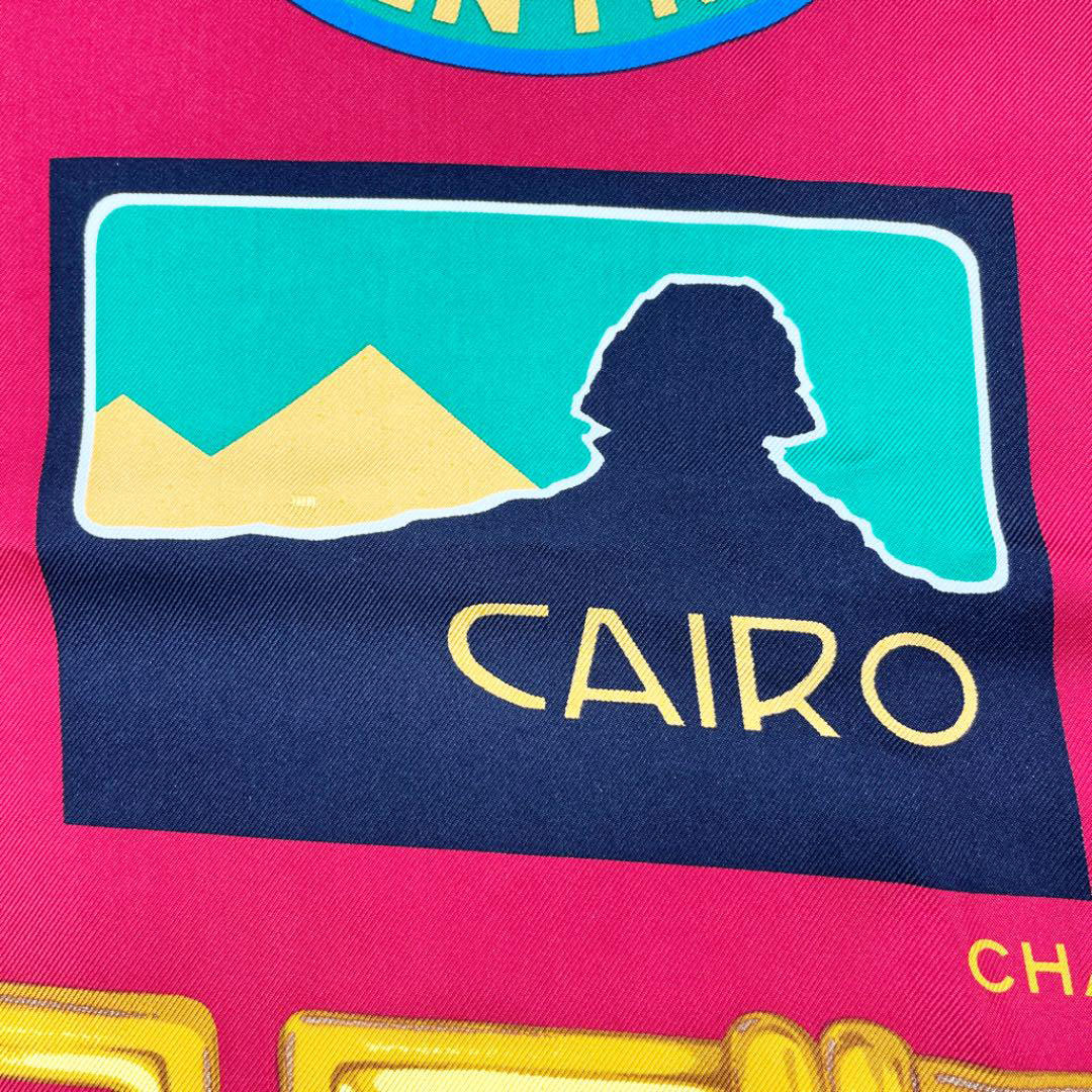 CHANEL シャネル 大判スカーフ 『BON VOYAGE』 ココマーク シルク レッド ゴールド