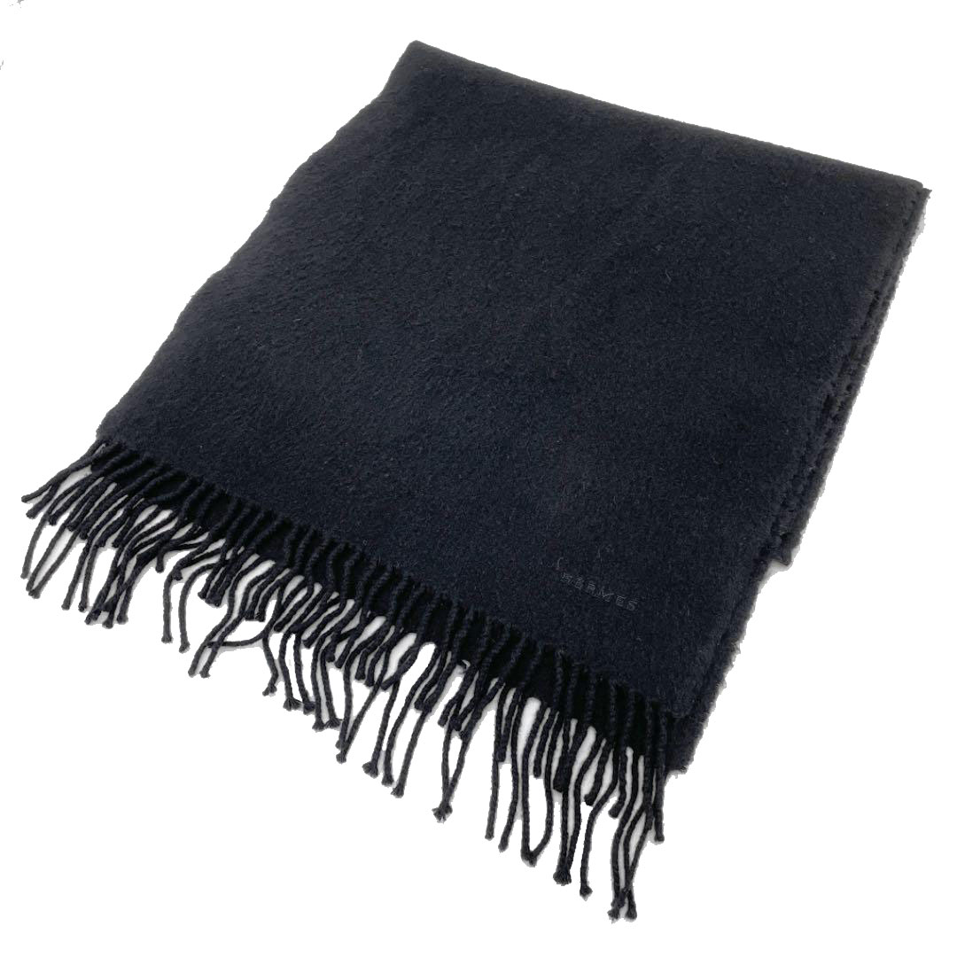 HERMES エルメス マフラー カシミア100％ ブラック