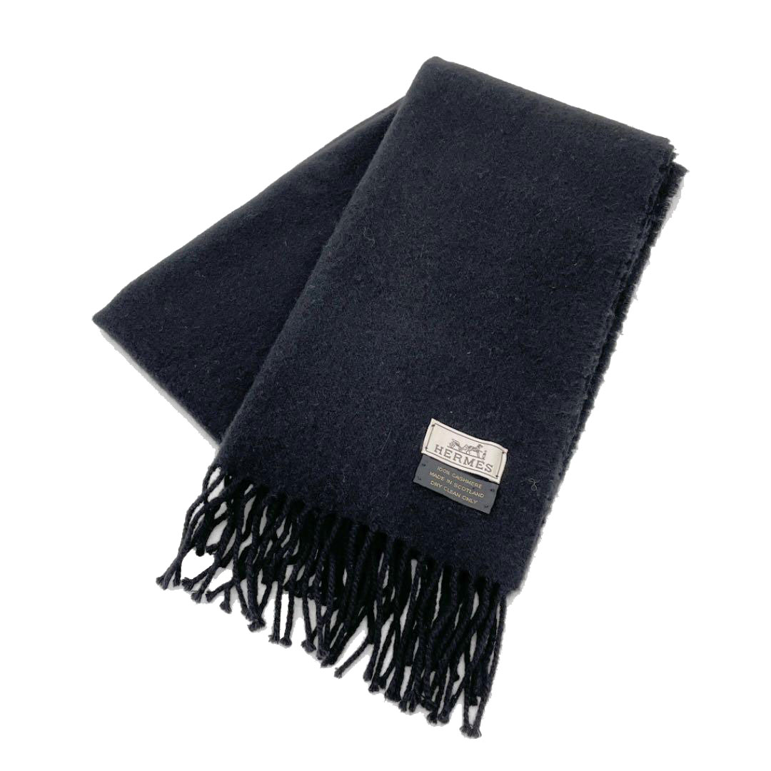HERMES エルメス マフラー カシミア100％ ブラック