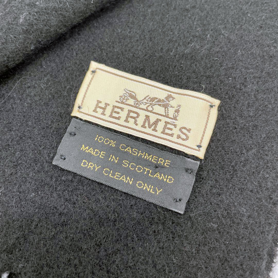 HERMES エルメス マフラー カシミア100％ ブラック