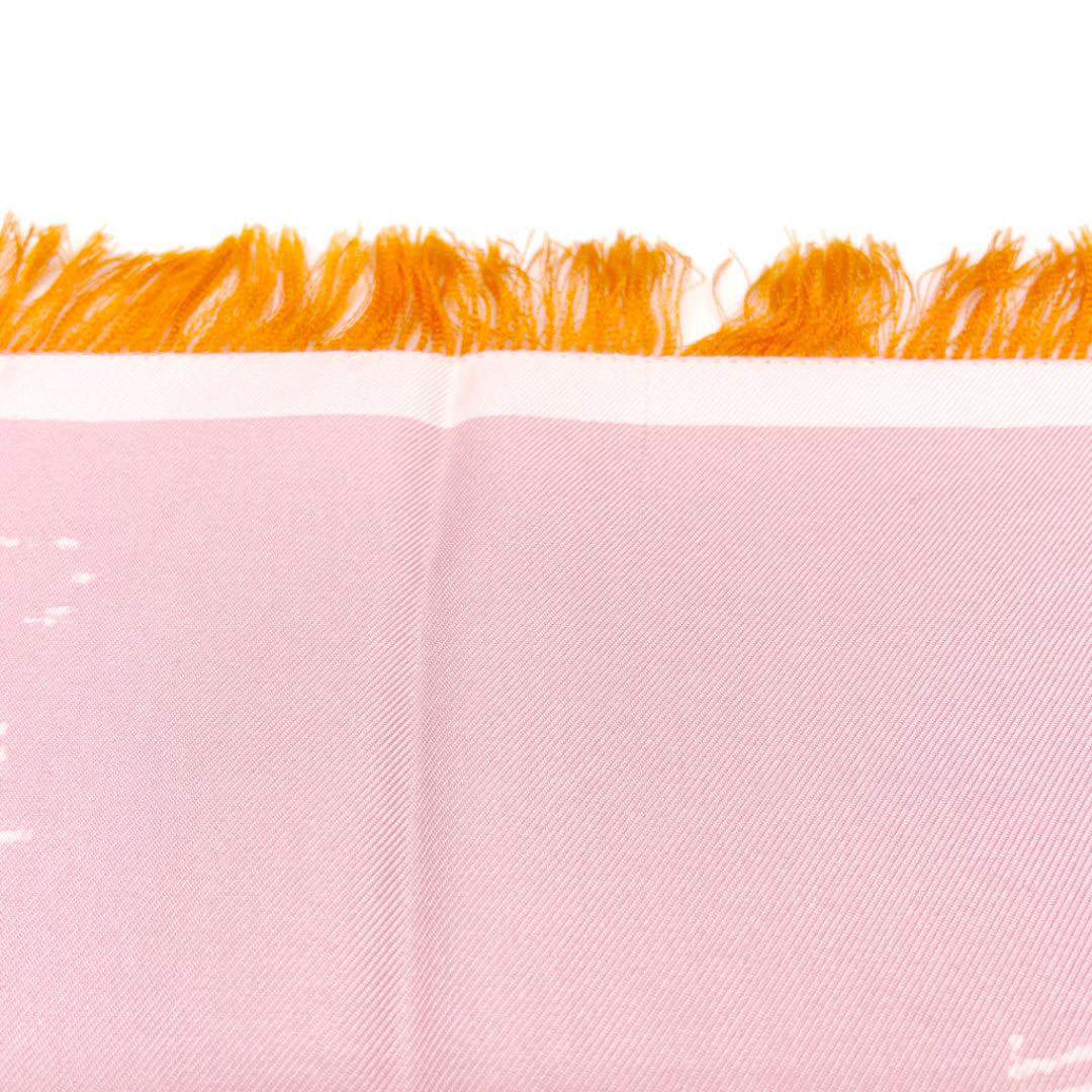 LOUIS VUITTON ルイヴィトン スカーフ カレ フリンジ シルク ピンク オレンジ