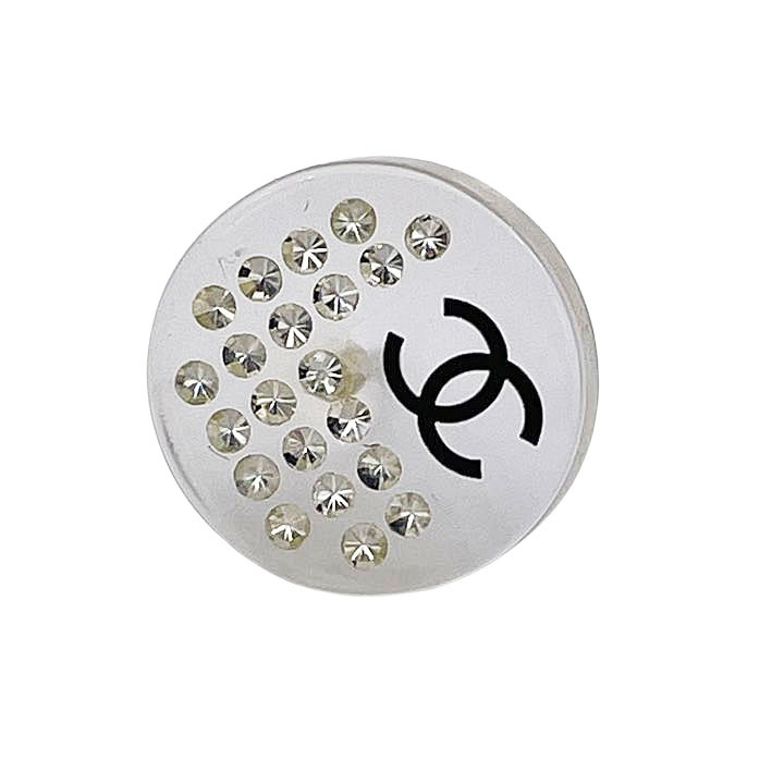 CHANEL シャネル ラウンドピアス ココマーク プラスチック ラインストーン クリア ヴィンテージ