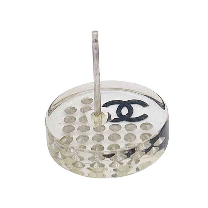 CHANEL シャネル ラウンドピアス ココマーク プラスチック ラインストーン クリア ヴィンテージ