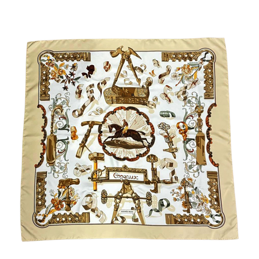 HERMES エルメス スカーフ カレ90 『Copeaux(おがくず柄)』 シルク