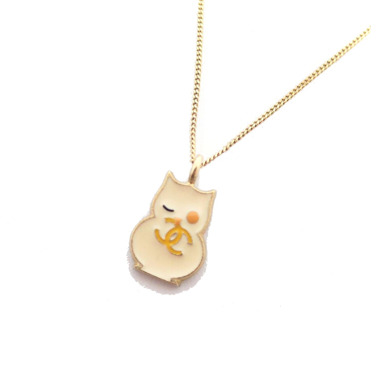 □シャネル□ ネックレス ふくろう ココマーク アイボリー/ゴールド