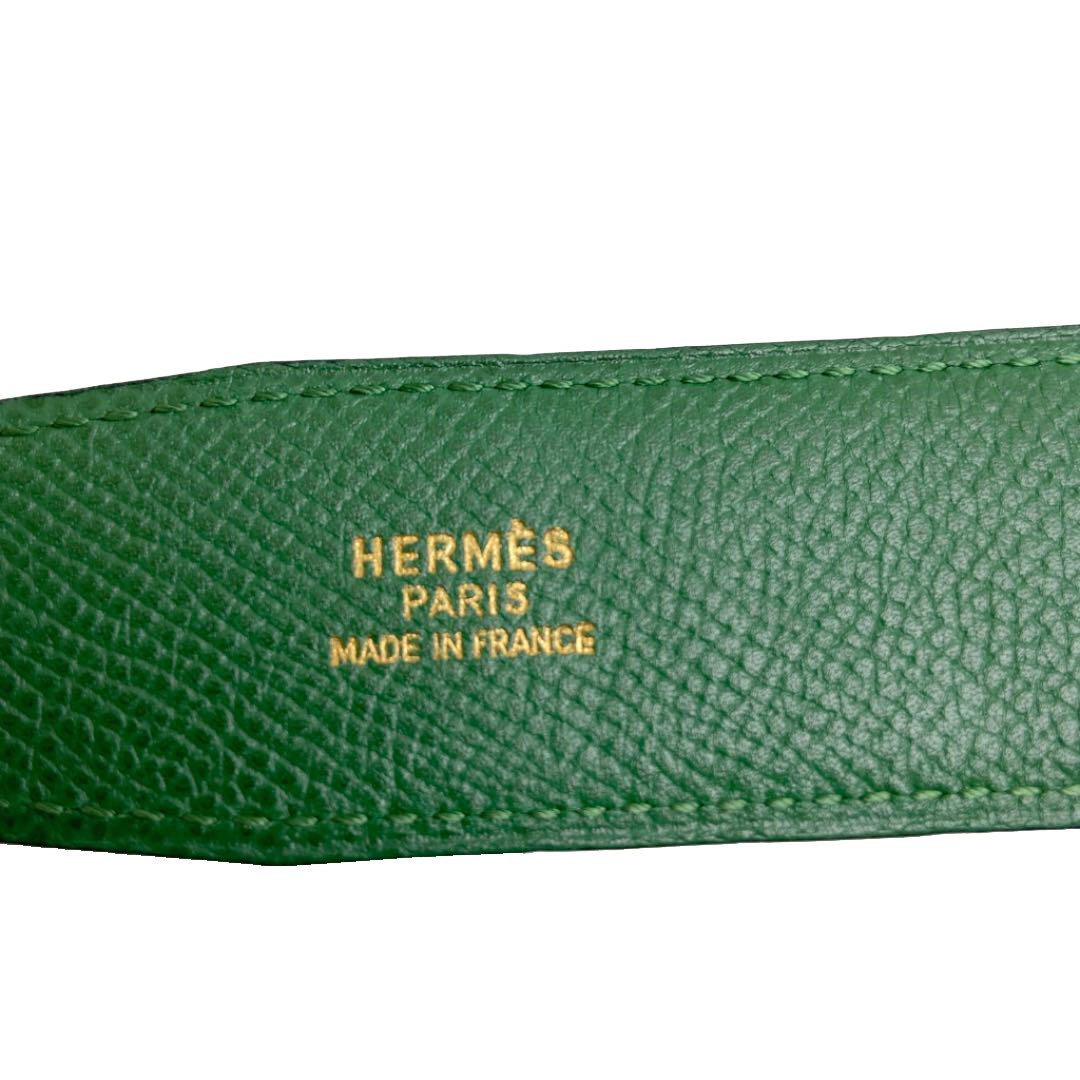 HERMES エルメス コンスタンス Hベルト レザー 78 ダークネイビー/グリーン ゴールド金具 ○Z刻印（1996年頃製造）