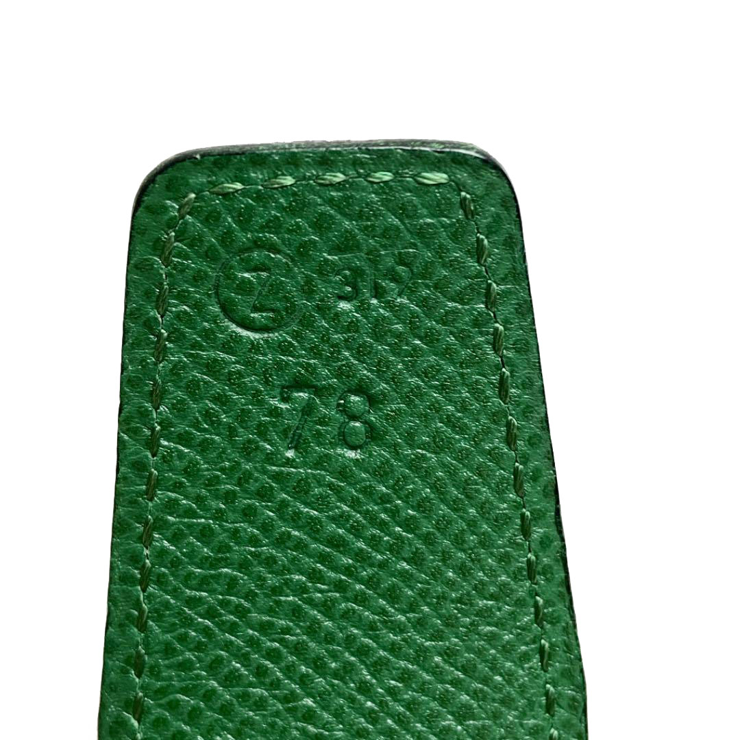 HERMES エルメス コンスタンス Hベルト レザー 78 ダークネイビー/グリーン ゴールド金具 ○Z刻印（1996年頃製造）