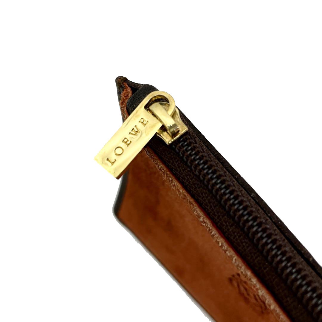 LOEWE ロエベ コインケース 小銭入れ アナグラム レザー ブラウン グレー