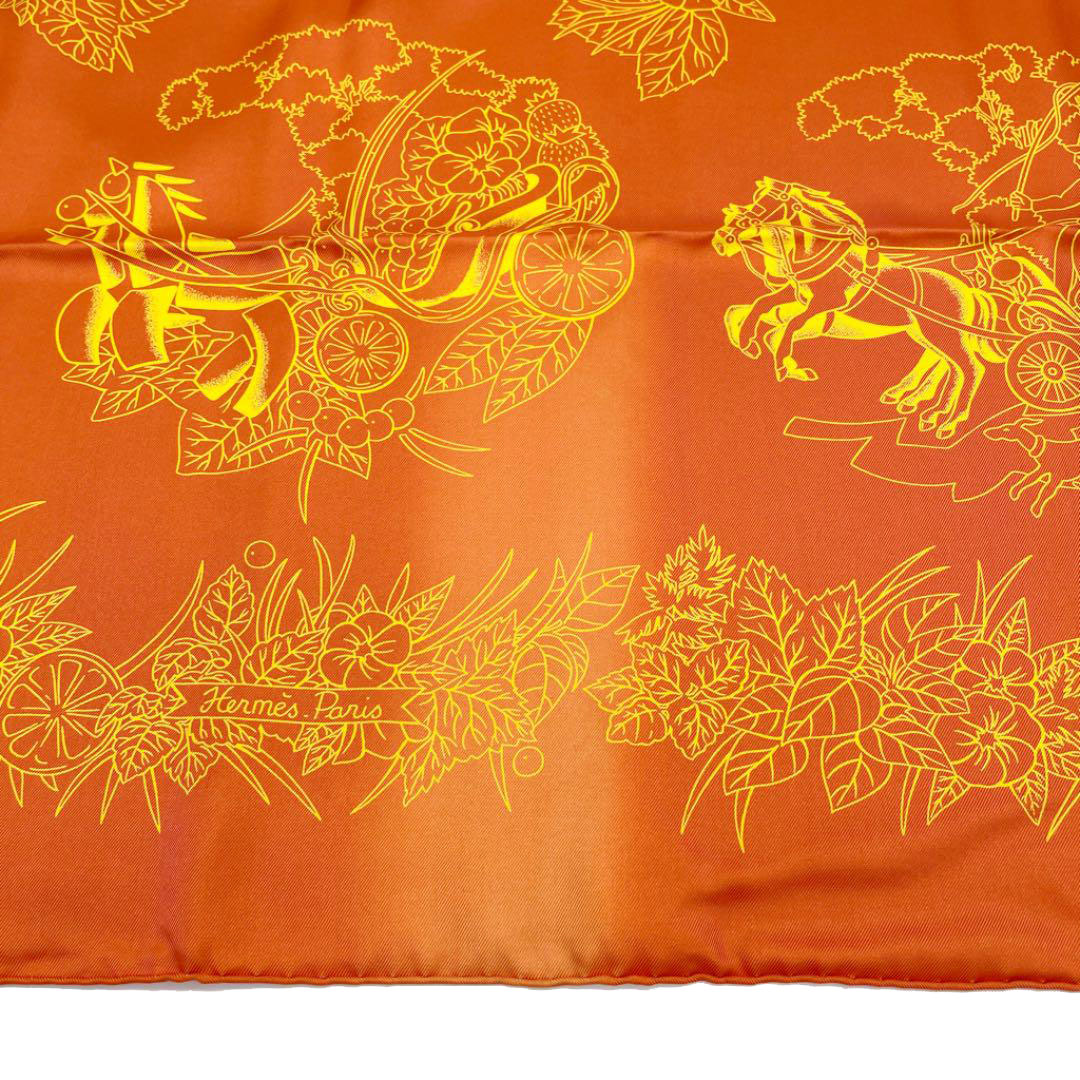 エルメス　スカーフ 90cm レア品❣️ 「かぼちゃと馬車」柄 HERMES エルメス スカーフ カレ90 『De La Citrouille a la
