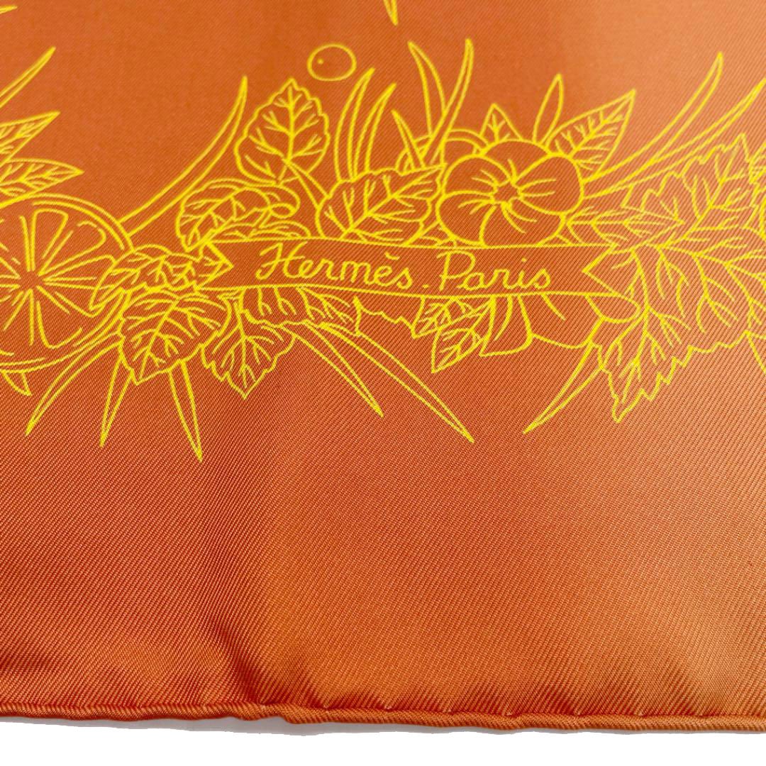 HERMES オレンジ シルクハンカチ （HERMES エルメス/ブランド