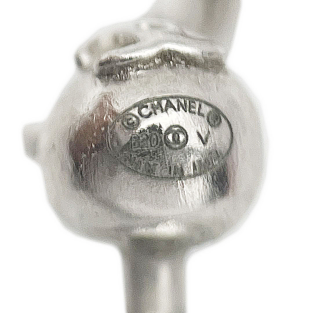 CHANEL シャネル チェーンピアス ココマーク ラインストーン B20V シルバー A63084