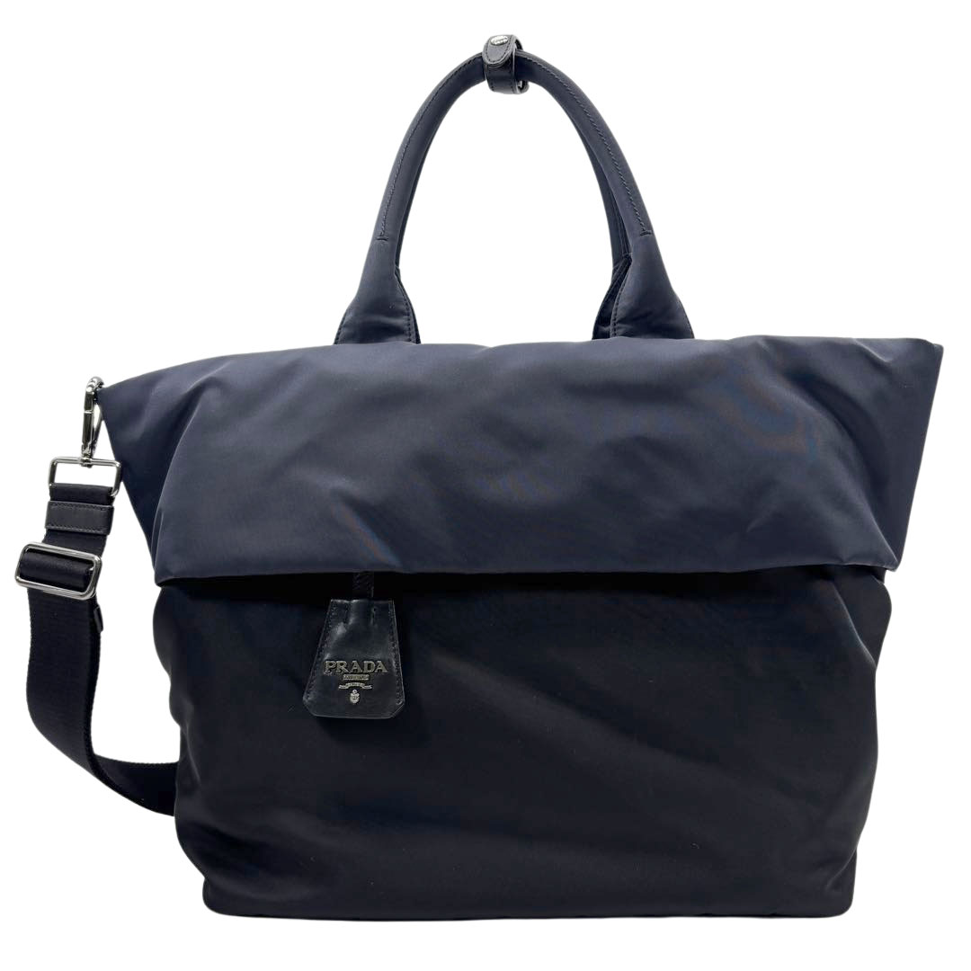 PRADA プラダ 2WAYハンドバッグ ナイロン ブラック/ネイビー B1958V