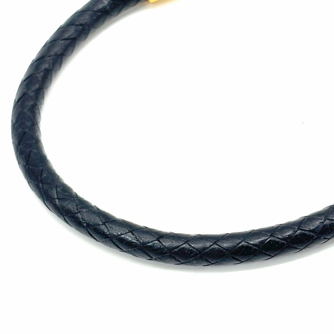 HERMES エルメス レザーブレスレット ジャンボH 編み込みレザー ブラック/ゴールド金具