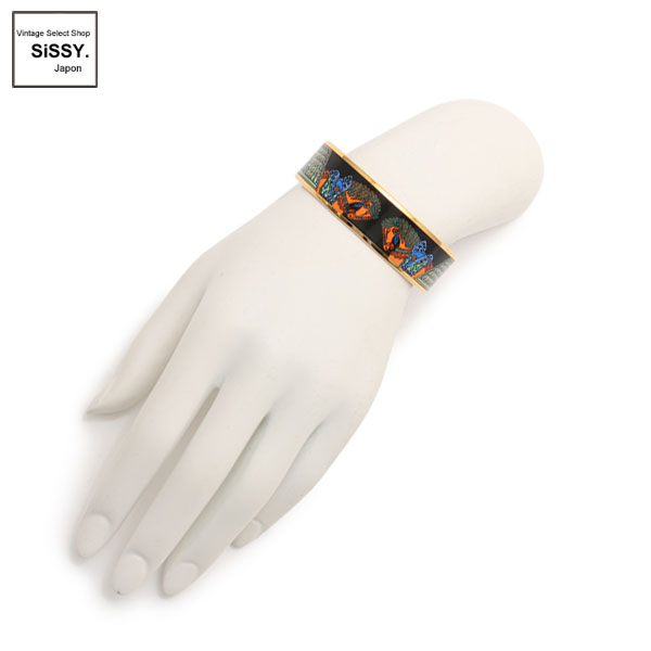 ■エルメス■ バングル エマイユGM 七宝焼き ブラック ゴールド マルチカラー 【HERMES】