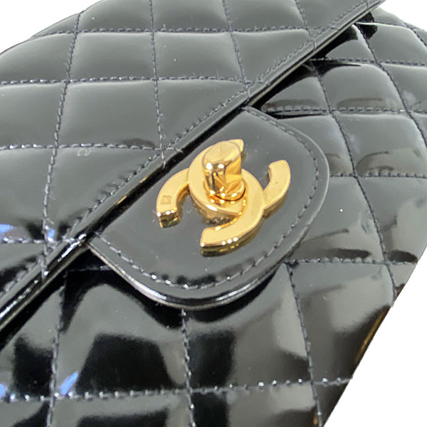 □シャネル□ 親子バッグ エナメル ハンドバッグ 親のみ ブラック