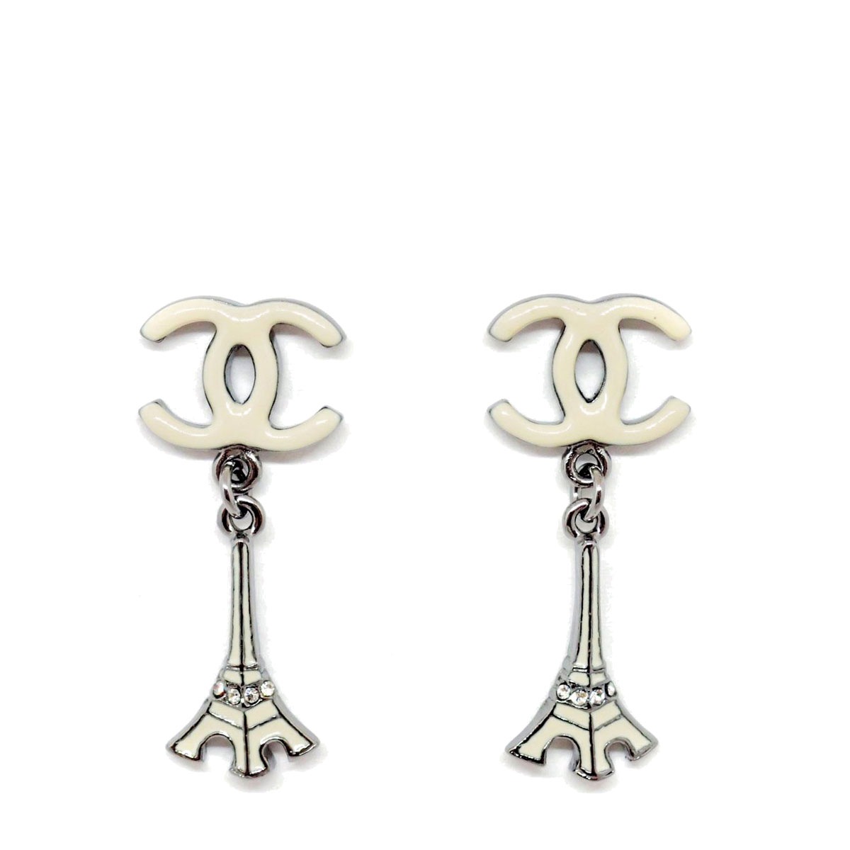 CHANEL シャネル ピアス エッフェル塔 ココマーク アイボリー 03C 