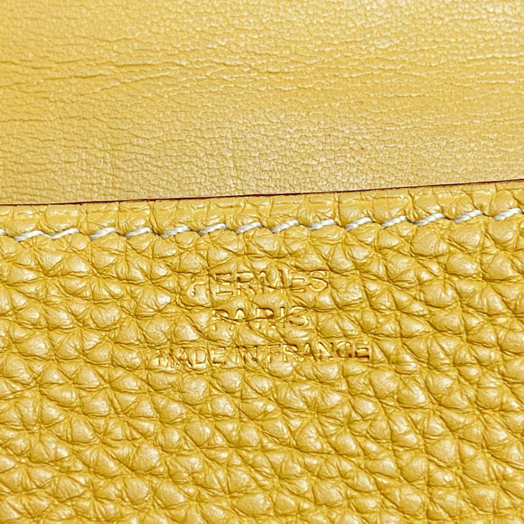 HERMES エルメス ドゴン カードケース トゴ イエロー系 ゴールド金具 □L刻印（2008年頃製造）