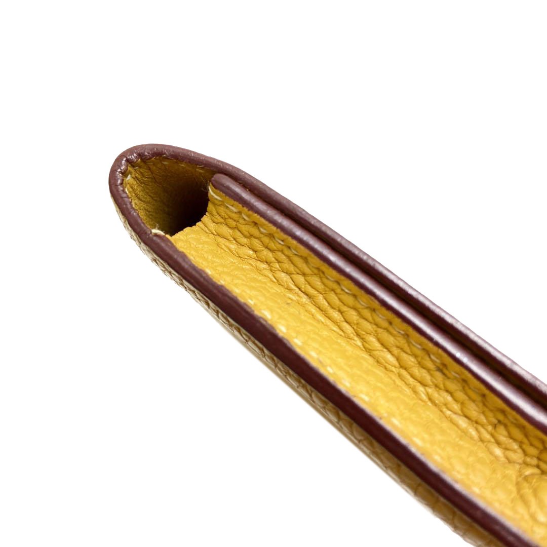 HERMES エルメス ドゴン カードケース トゴ イエロー系 ゴールド金具 □L刻印（2008年頃製造）