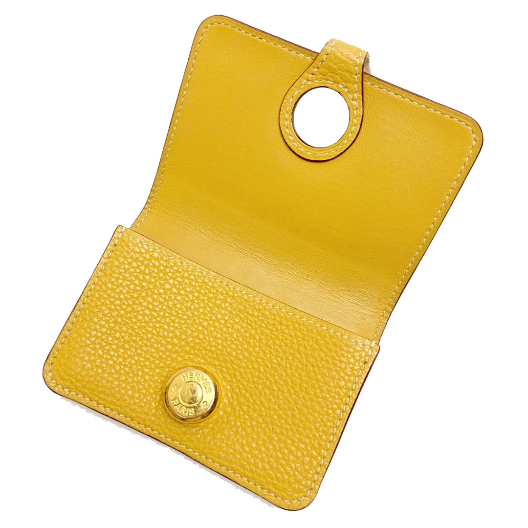 HERMES エルメス ドゴン カードケース トゴ イエロー系 ゴールド金具 □L刻印（2008年頃製造）