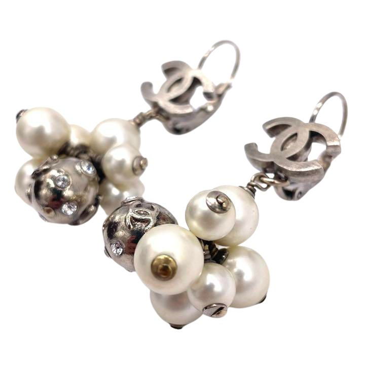 CHANEL シャネル フープピアス ココマーク フェイクパール ゴールド 04A