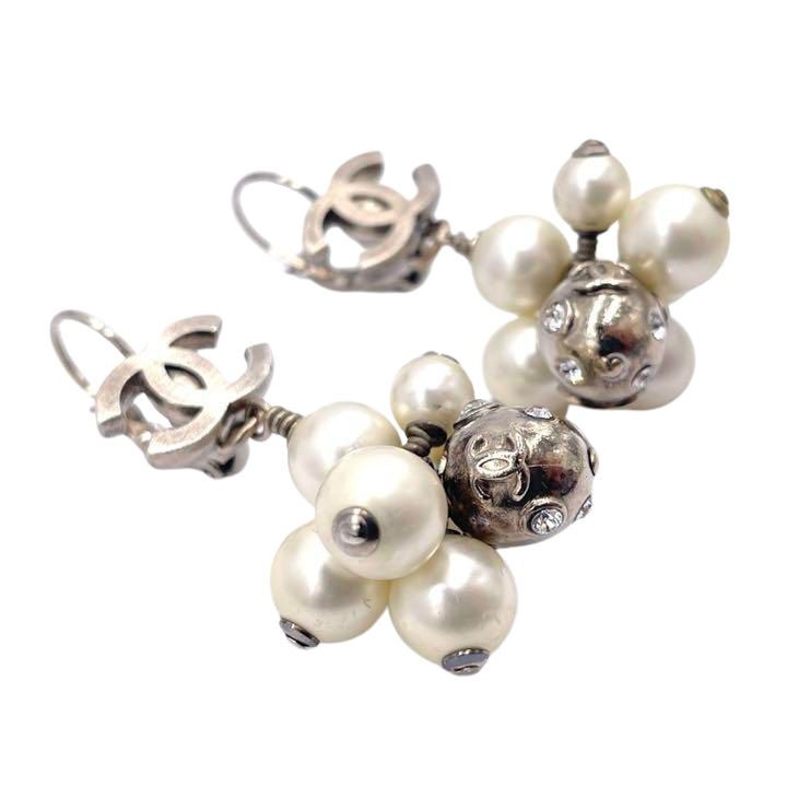 CHANEL シャネル フープピアス ココマーク フェイクパール ゴールド 04A