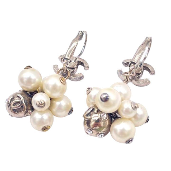 CHANEL シャネル フープピアス ココマーク フェイクパール ゴールド 04A