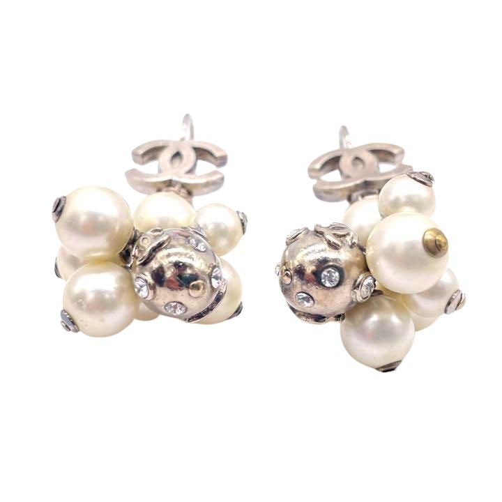 CHANEL シャネル フープピアス ココマーク フェイクパール ゴールド 04A