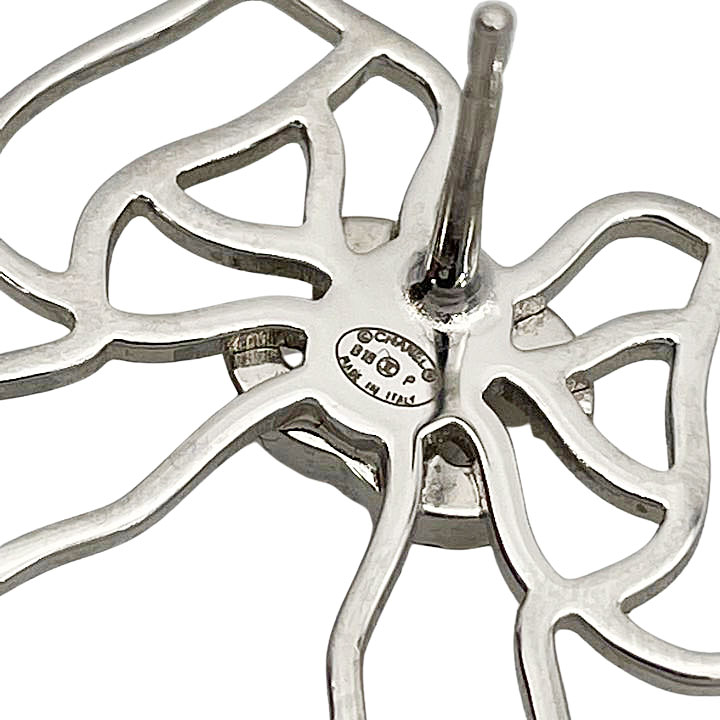 CHANEL シャネル ピアス リボンモチーフ ココマーク ラインストーン シルバー B18P