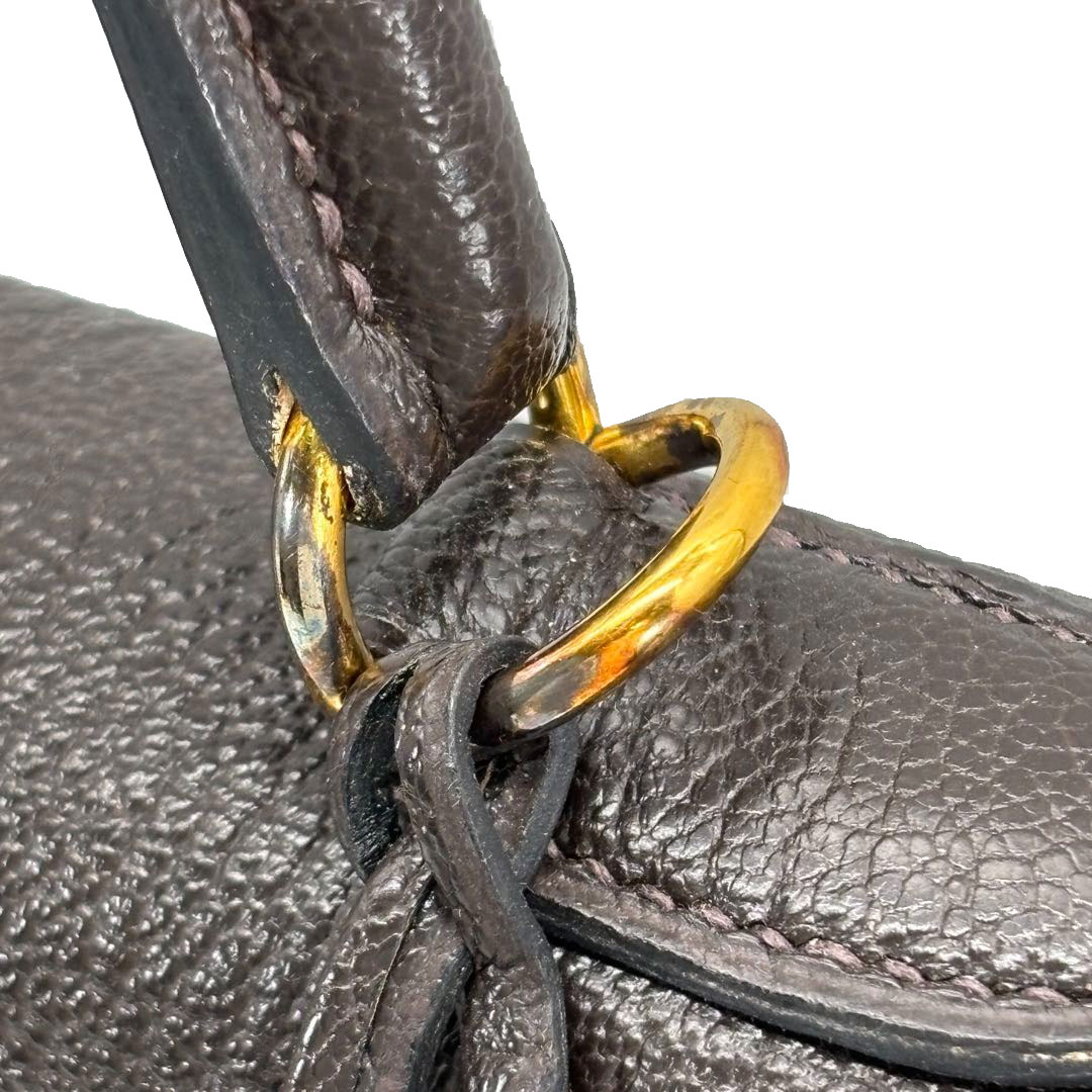 HERMES エルメス ハンドバッグ ケリー35 外縫い シェーブル・コロマンデル ダークブラウン/ゴールド金具 □H刻印