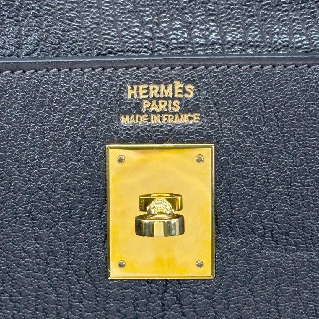 HERMES エルメス ハンドバッグ ケリー35 外縫い シェーブル・コロマンデル ダークブラウン/ゴールド金具 □H刻印