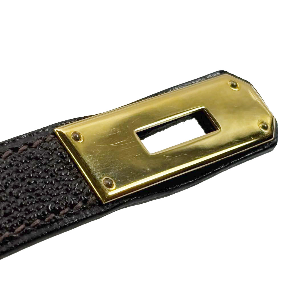 HERMES エルメス ハンドバッグ ケリー35 外縫い シェーブル・コロマンデル ダークブラウン/ゴールド金具 □H刻印