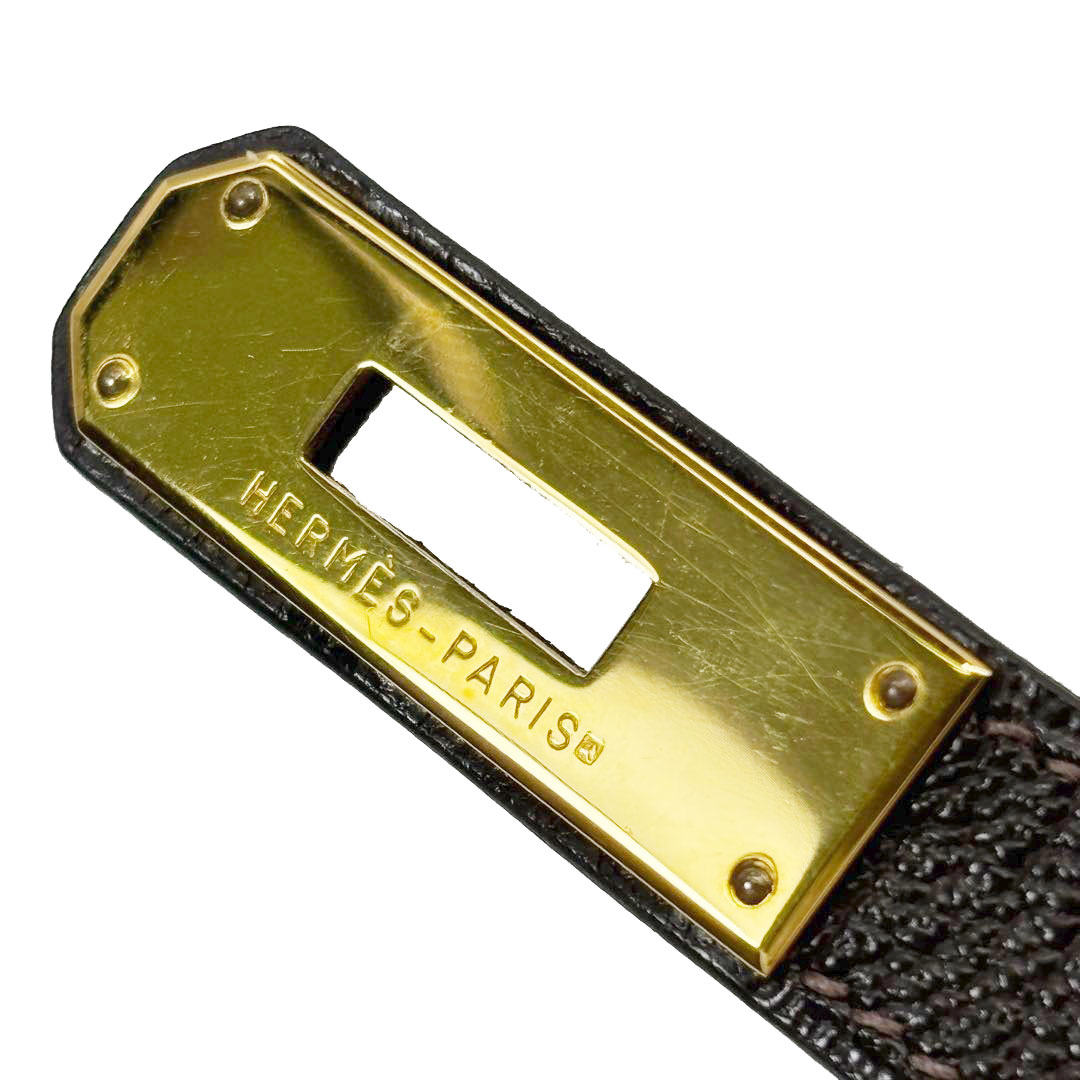 HERMES エルメス ハンドバッグ ケリー35 外縫い シェーブル・コロマンデル ダークブラウン/ゴールド金具 □H刻印