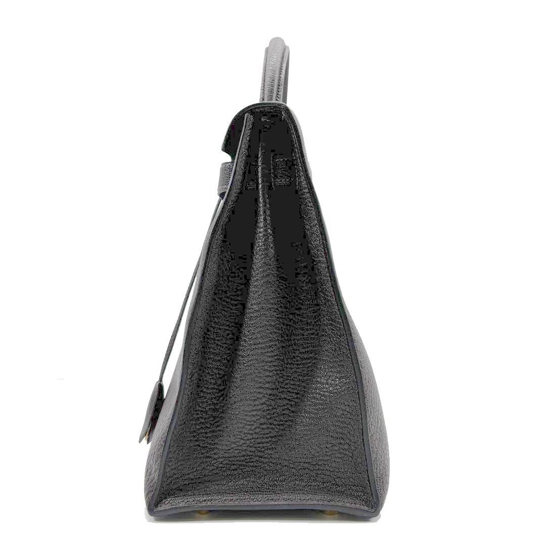 HERMES エルメス ハンドバッグ ケリー35 外縫い シェーブル・コロマンデル ダークブラウン/ゴールド金具 □H刻印