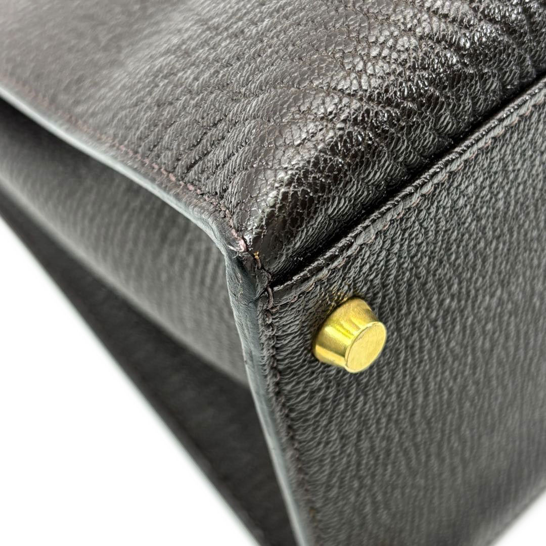 HERMES エルメス ハンドバッグ ケリー35 外縫い シェーブル・コロマンデル ダークブラウン/ゴールド金具 □H刻印