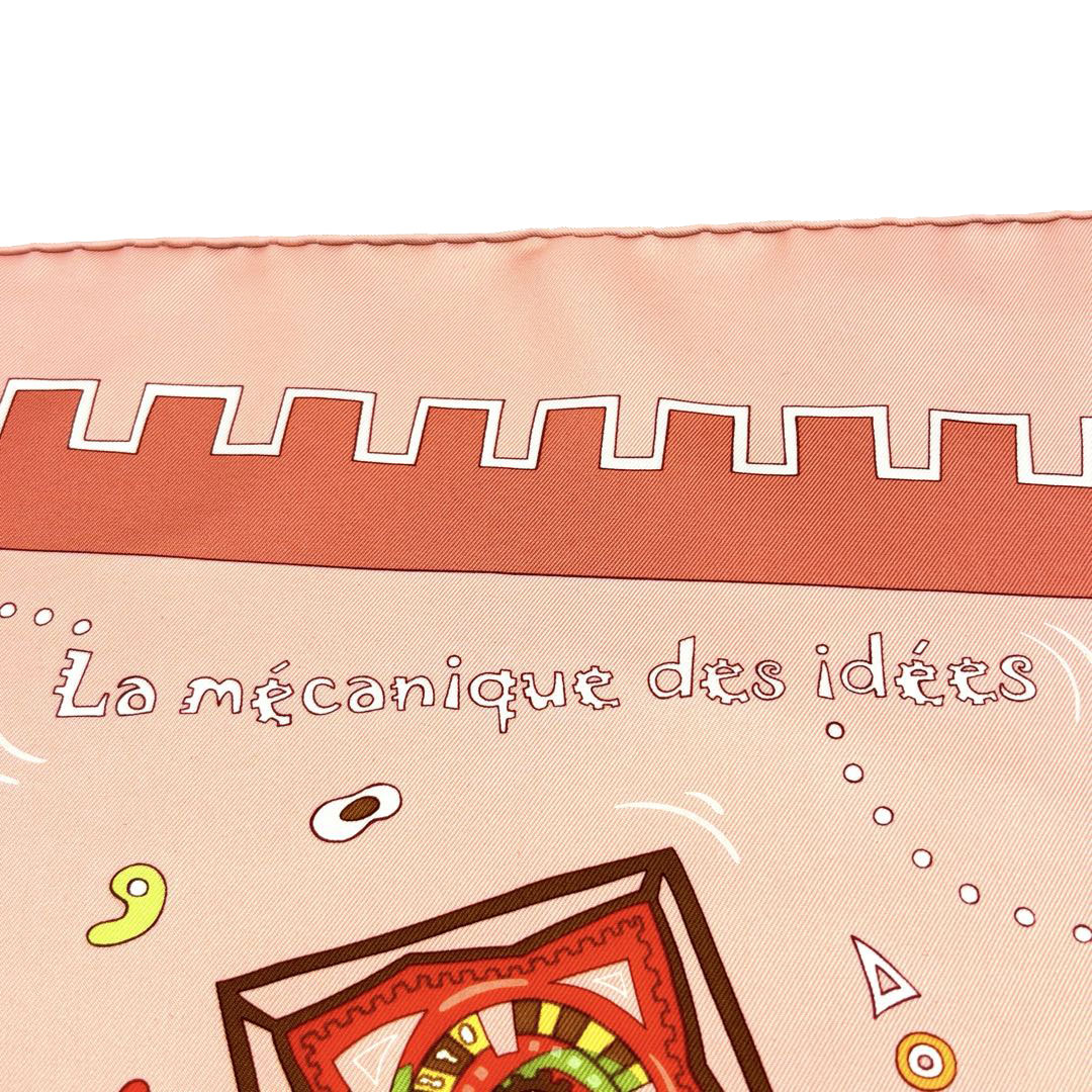 HERMES エルメス スカーフ カレ90 『La mecanique des idees(アイディアの構造)』 シルク ピンク系