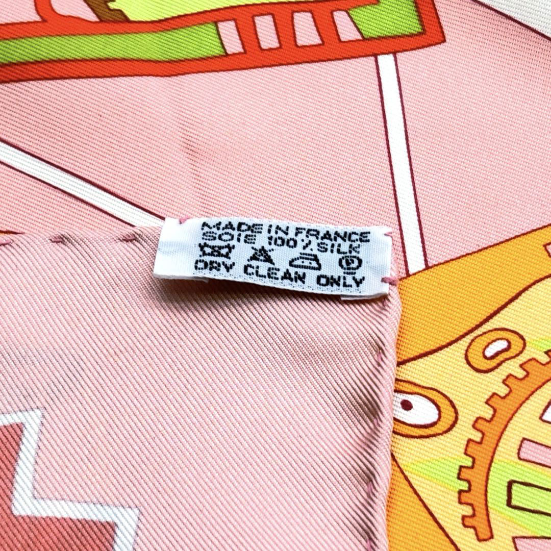 HERMES エルメス スカーフ カレ90 『La mecanique des idees(アイディアの構造)』 シルク ピンク系