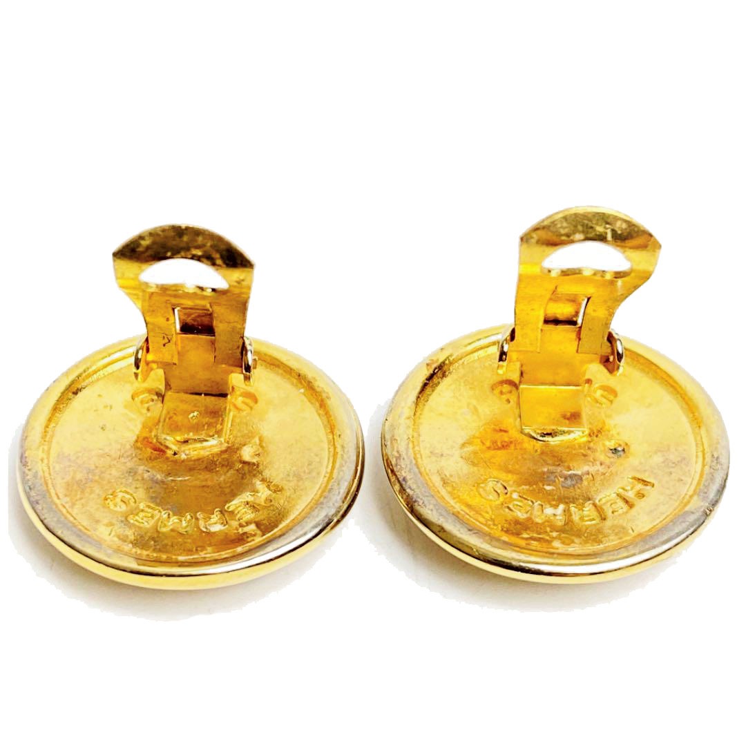 HERMES エルメス イヤリング ペガサス サークル ゴールド ヴィンテージ  