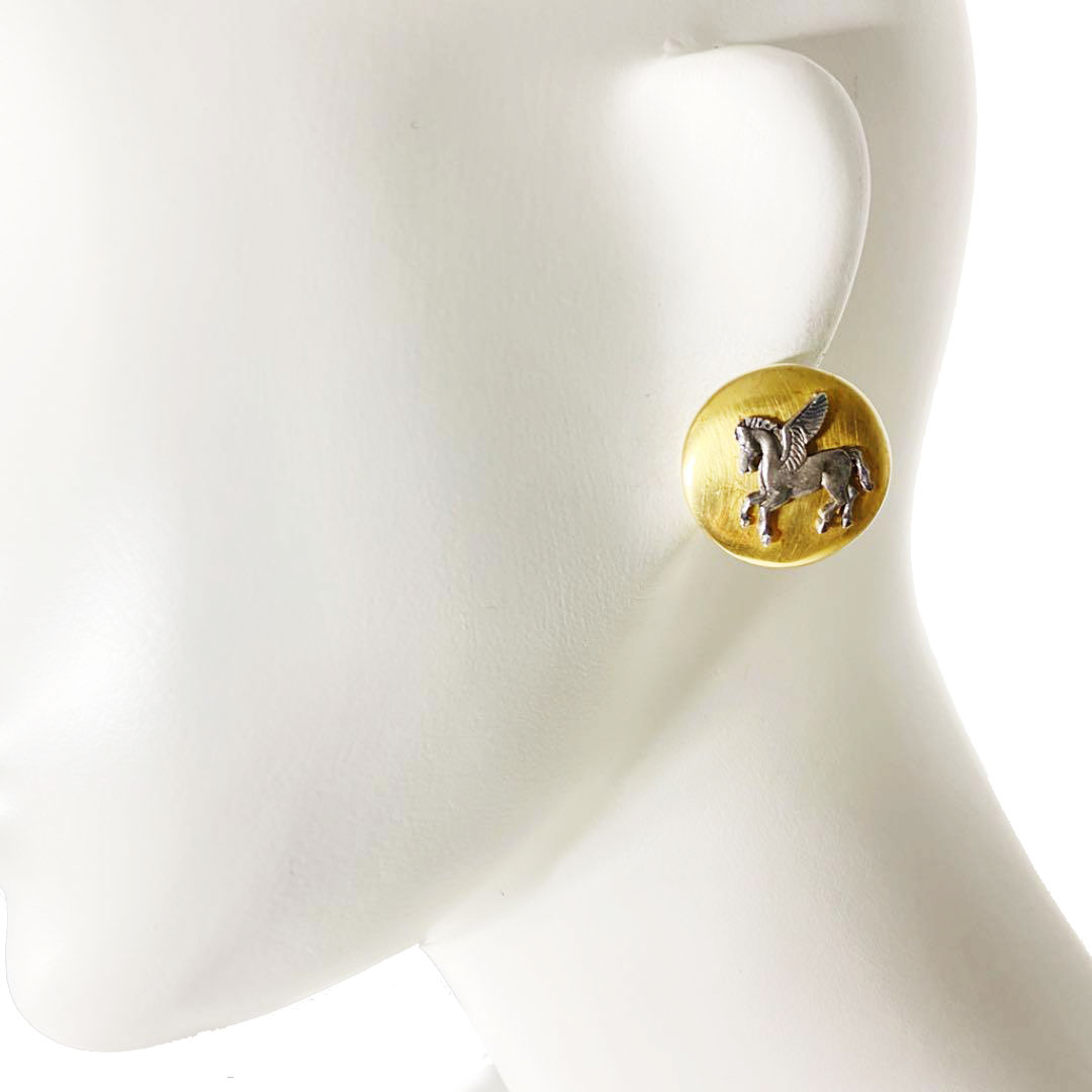 HERMES エルメス イヤリング ペガサス サークル ゴールド ヴィンテージ  