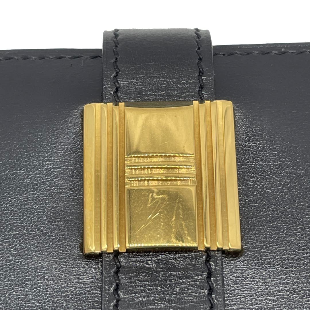 HERMES エルメス 二つ折り長財布 ソミュールディアンヌ ボックスカーフ ブラック ゴールド金具 ○W刻印 ヴィンテージ