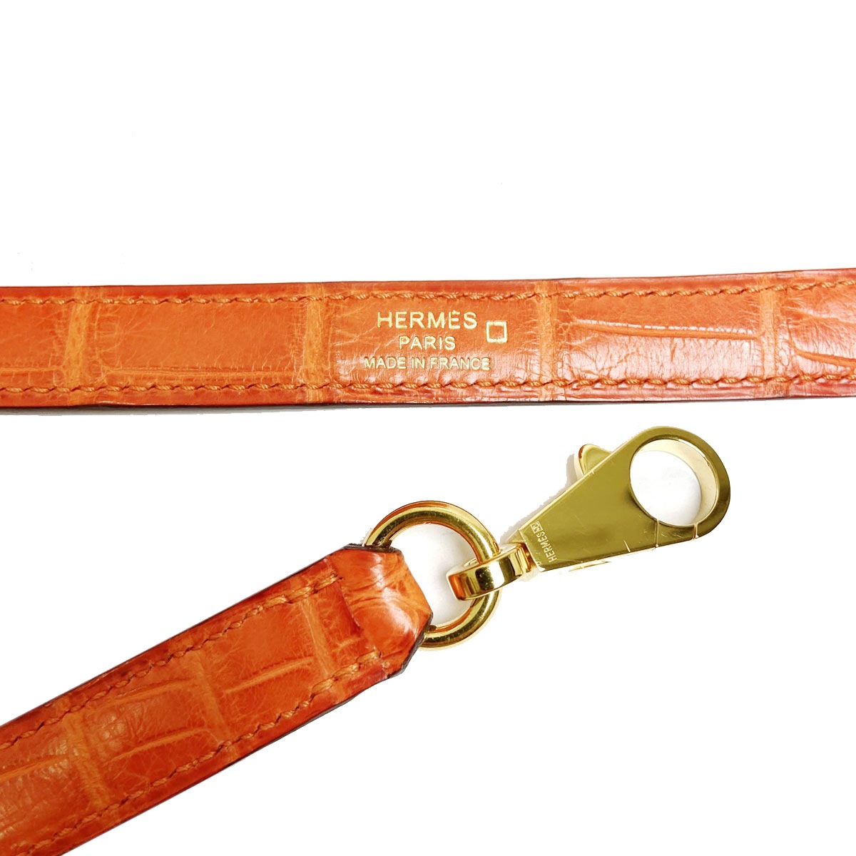 HERMES エルメス ハンドバッグ ケリー32 内縫い クロコダイル(アリゲーター) オレンジ/ゴールド金具 □R刻印