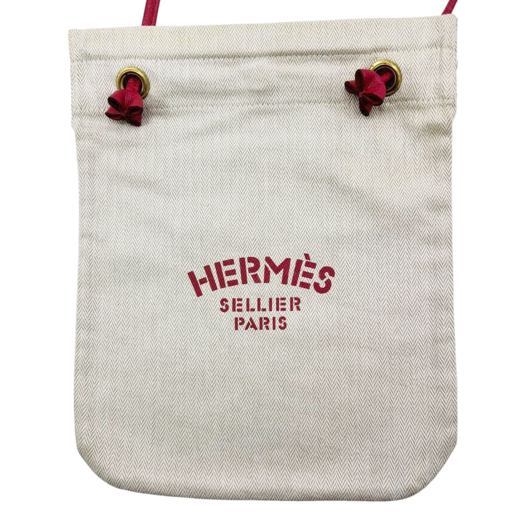 HERMES エルメス ショルダーバッグ アリーヌPM キャンバス レザー ベージュ レッド