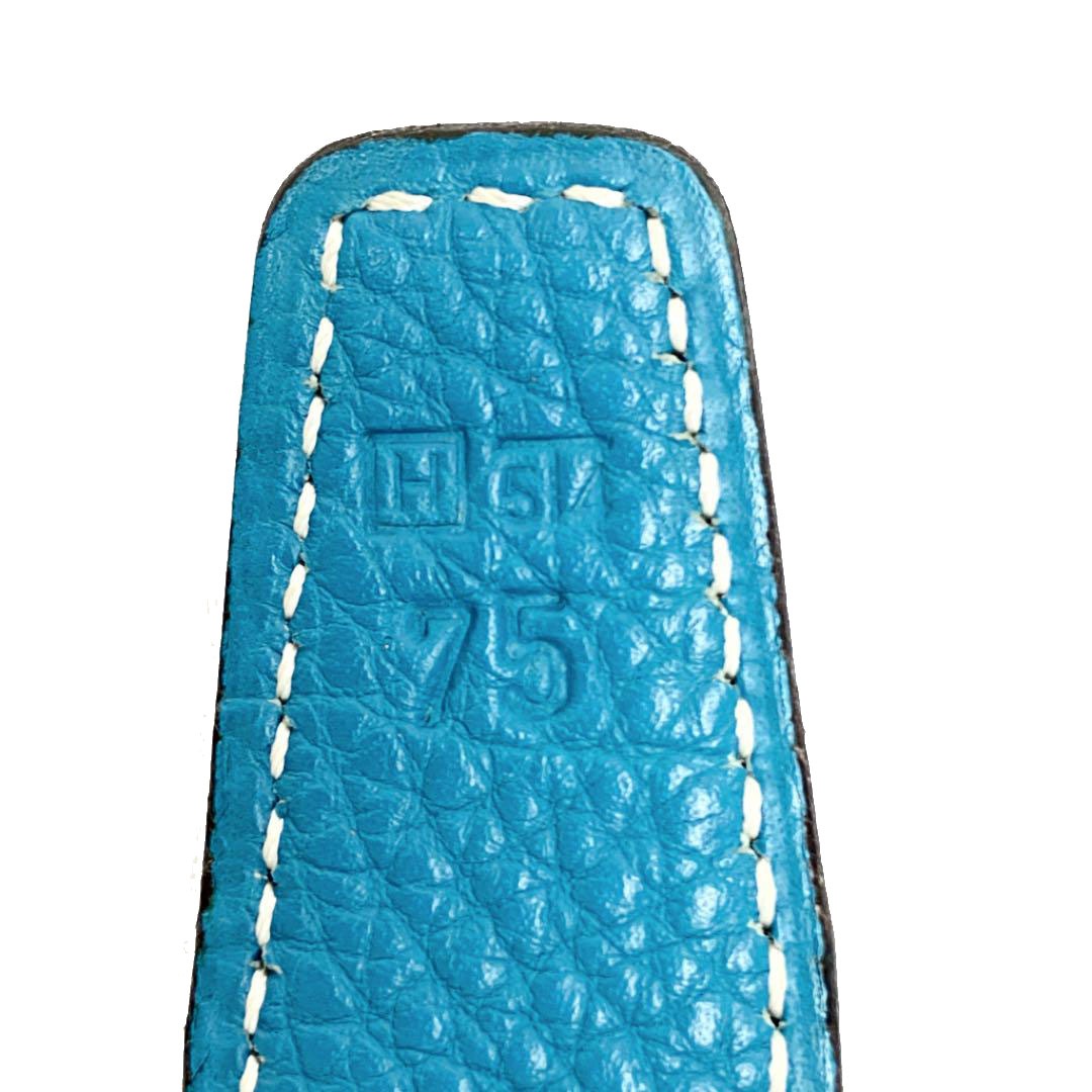 HERMES エルメス コンスタンス Hベルト 75 ブラック ブルージーン シルバー金具 □H刻印（2004年頃製造）