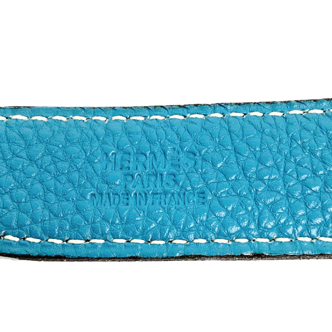 HERMES エルメス コンスタンス Hベルト 75 ブラック ブルージーン シルバー金具 □H刻印（2004年頃製造）