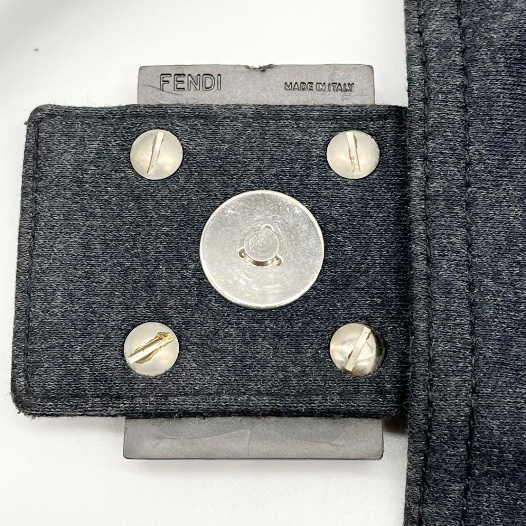FENDI フェンディ ワンショルダーバッグ ハンドバッグ コットン チャコールグレー