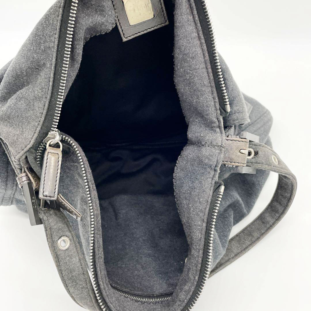 FENDI フェンディ ワンショルダーバッグ ハンドバッグ コットン チャコールグレー