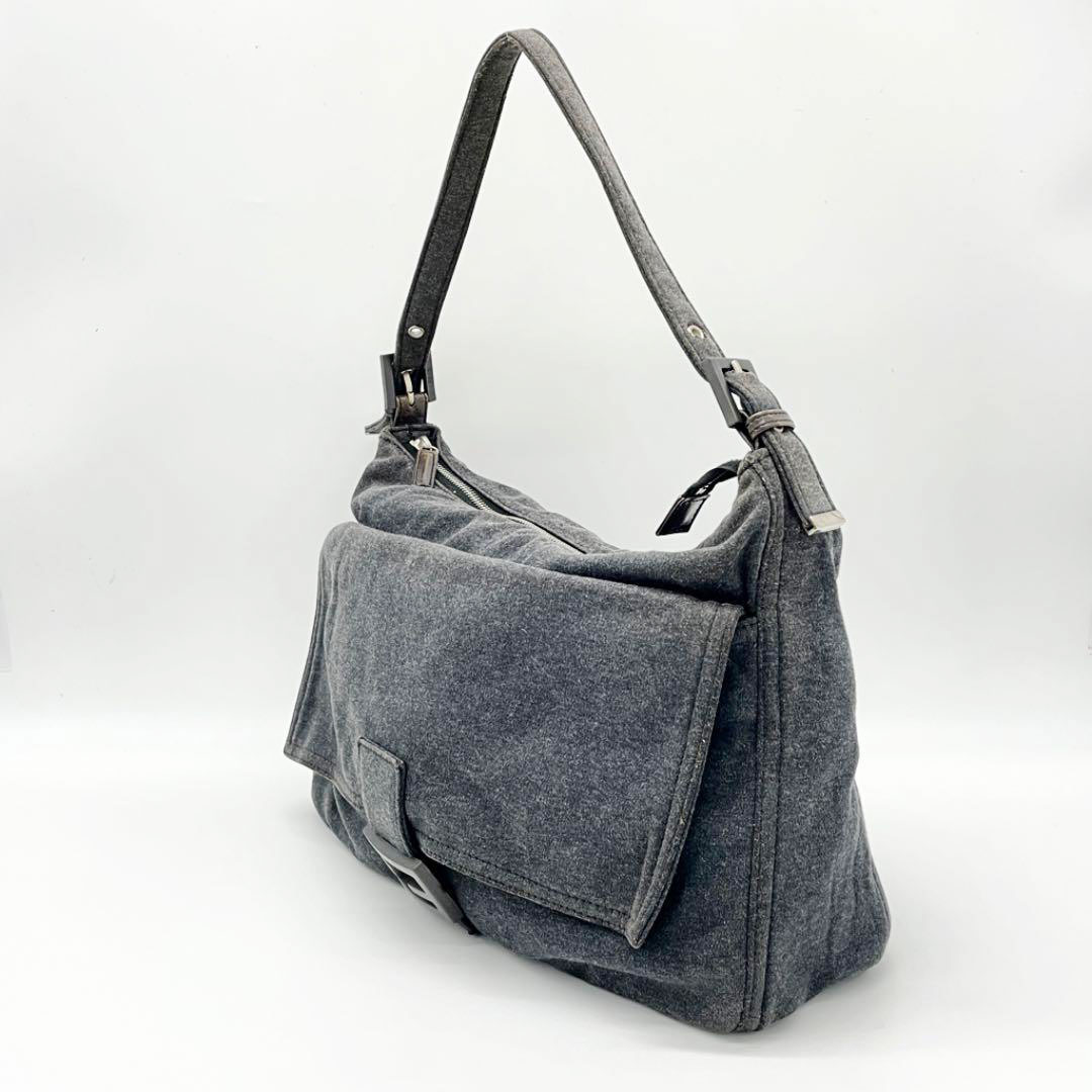 FENDI フェンディ ワンショルダーバッグ ハンドバッグ コットン チャコールグレー