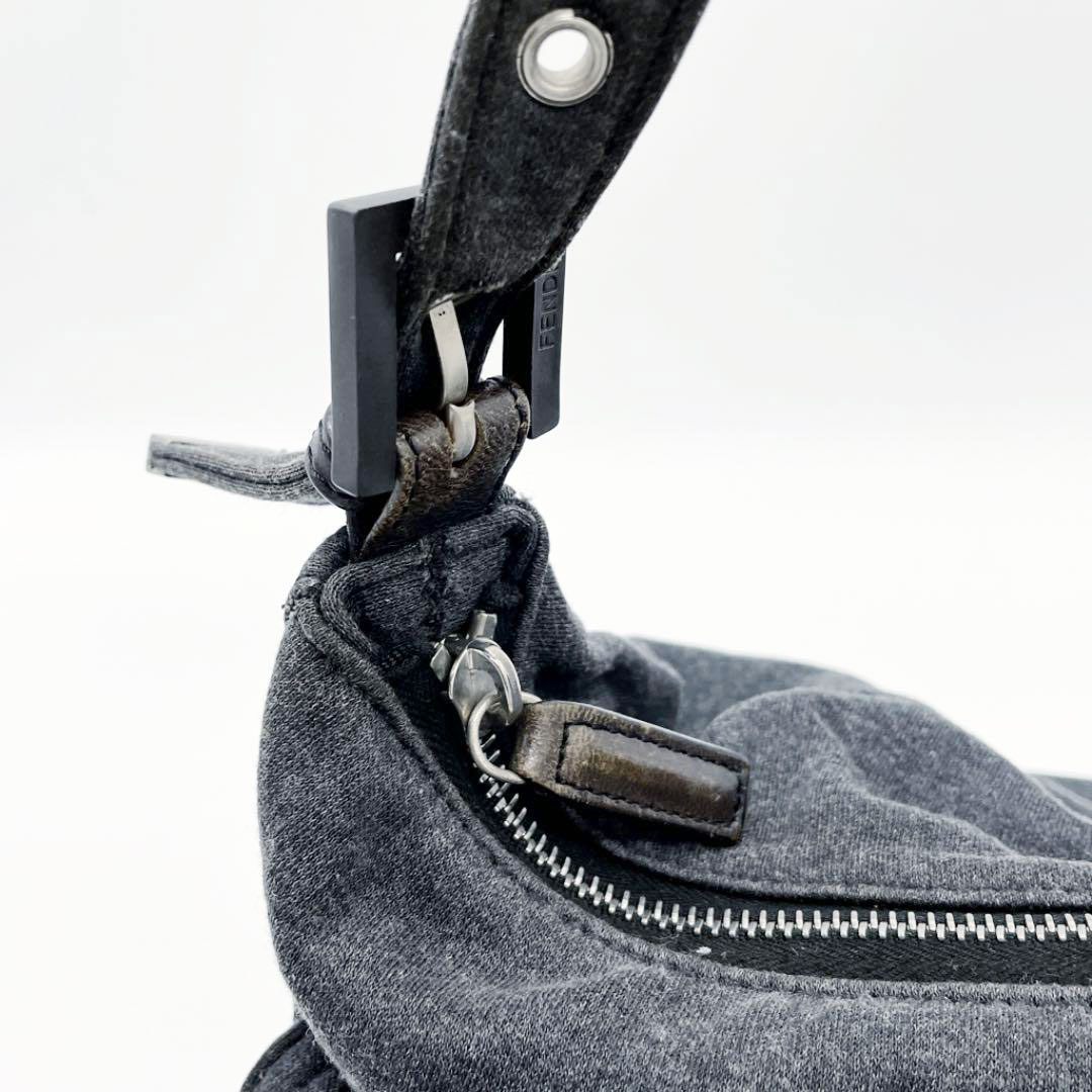 FENDI フェンディ ワンショルダーバッグ ハンドバッグ コットン チャコールグレー