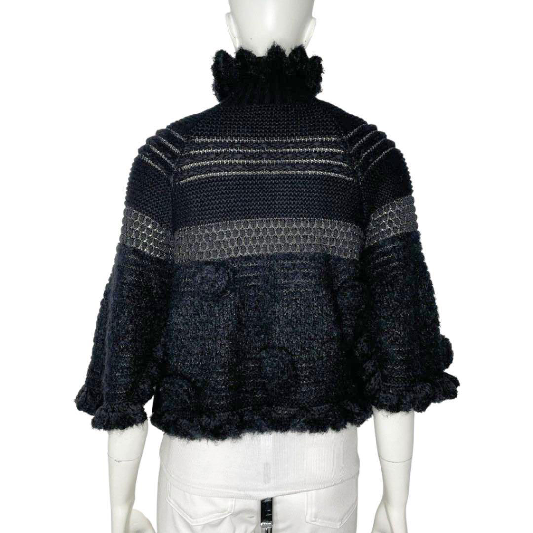 CHANEL シャネル ボレロ カメリア カシミア モヘア ウール 42 ブラック 06A