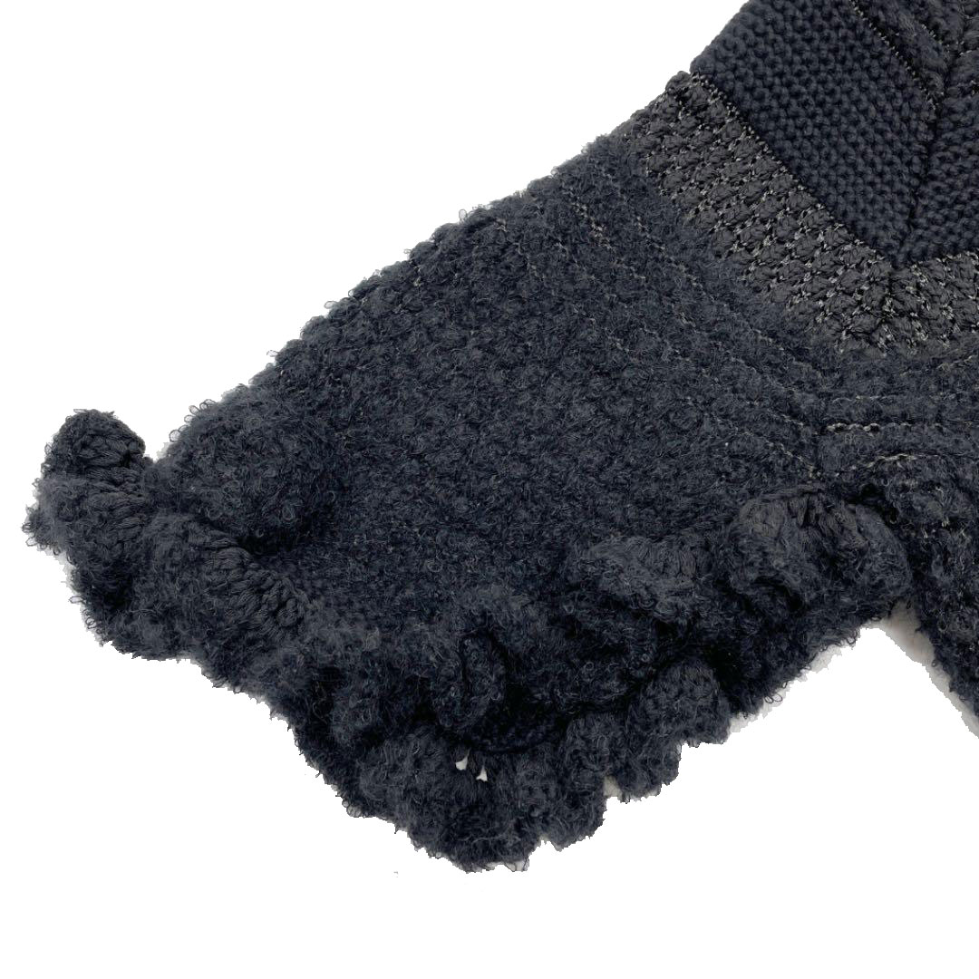 CHANEL シャネル ボレロ カメリア カシミア モヘア ウール 42 ブラック 06A