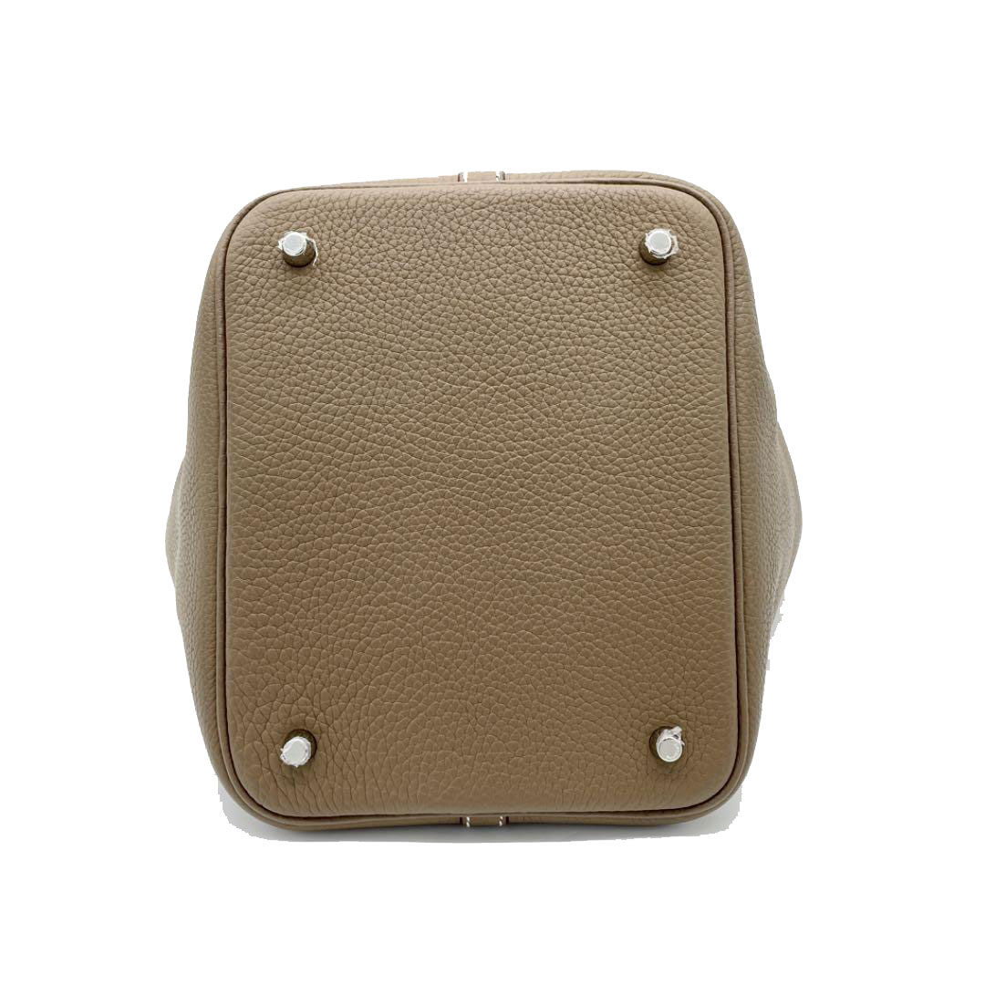 HERMES エルメス ハンドバッグ ピコタンロックMM トリヨンクレマンス エトゥープ シルバー金具 Y刻印